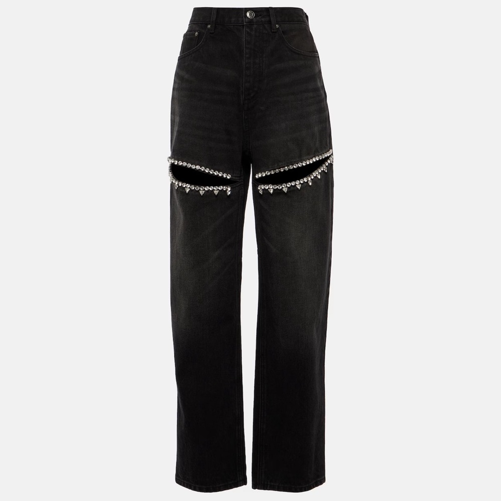 📌 NWT Sold Out Area Black Crystal Jeans as Seen on Taylor Swift at Super Bowl - Picture 3 of 4